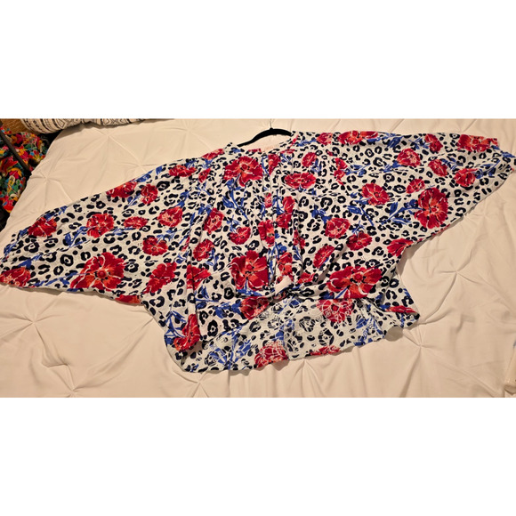 Ariat Top Womens L Red White Blue Front Tie Cotton Eyelet Festival Western - Picture 8 of 13